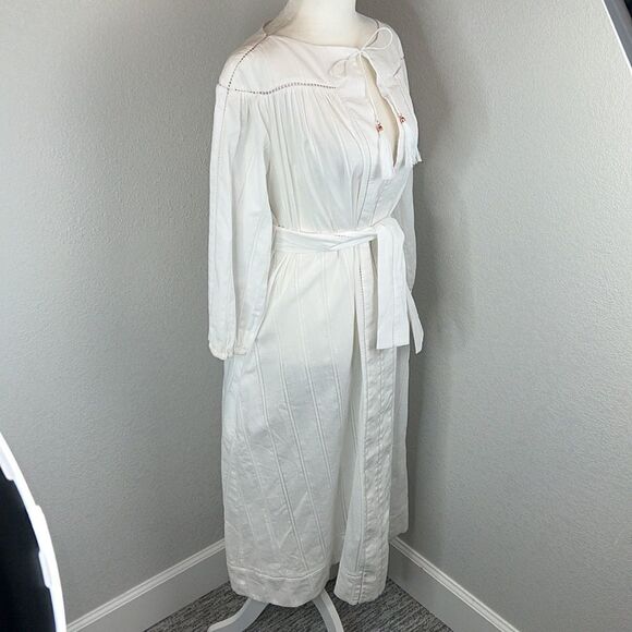 Zimmerman White Cotton Long Sleeve Belted Maxi Zim Sz 0/ Small/ US 4 - Picture 3 of 13